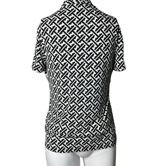 Antonio Melani Patterned Short Sleeve Blouse White & Black Size Medium - Picture 3 of 3